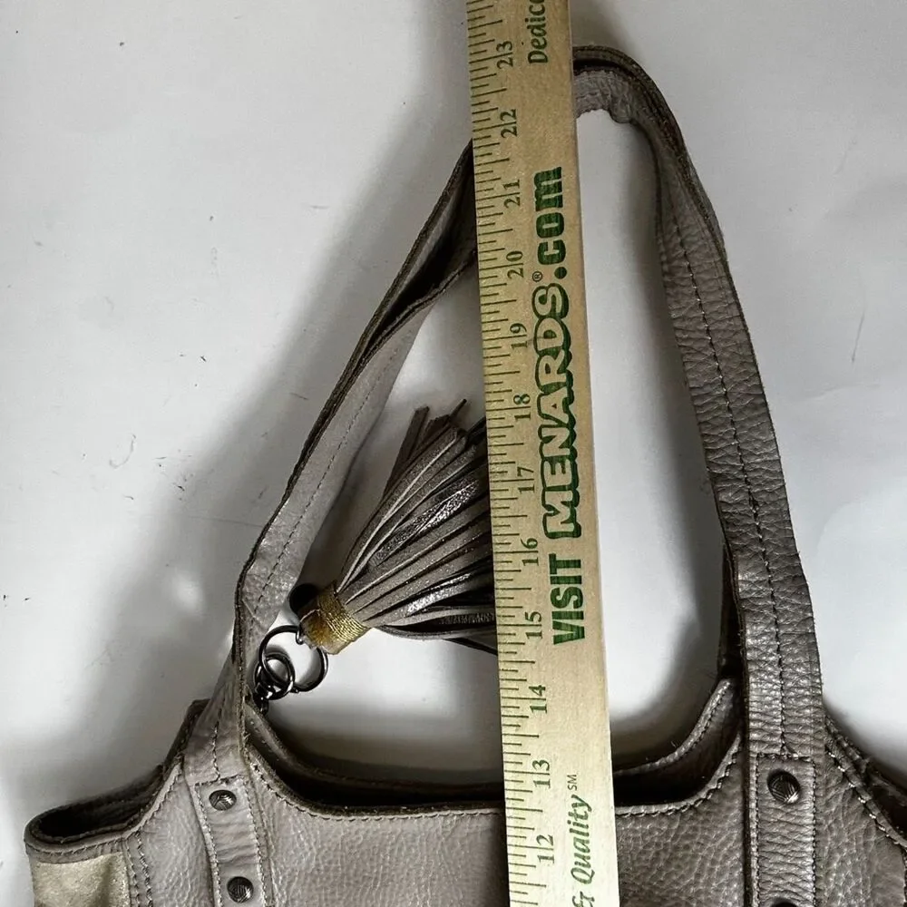 The Sak Women's Beige Shimmer Pebble Leather Hobo Tote Shoulder Bag